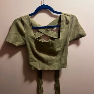 Lelis Olive Green crop top with cross back